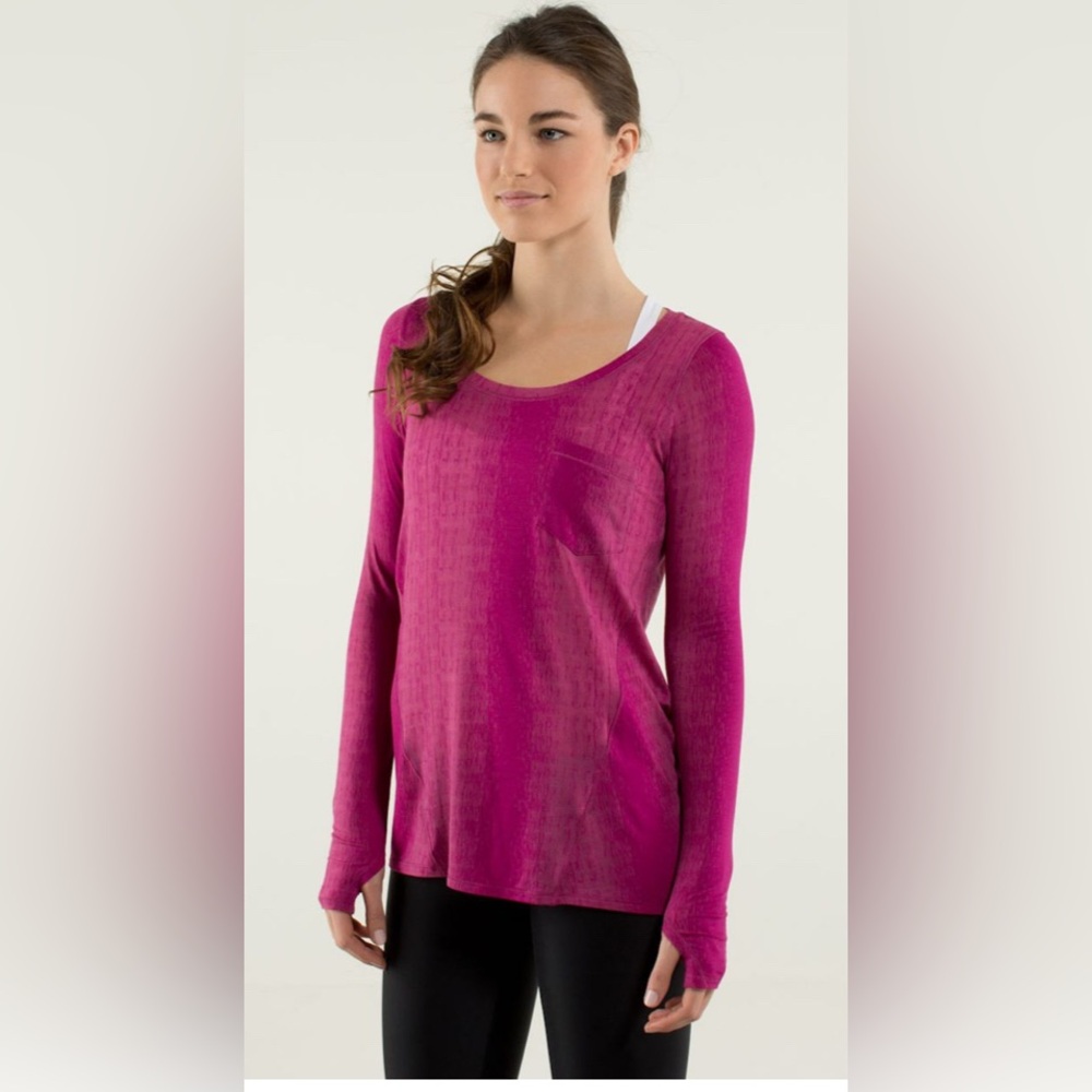 Lululemon Inner Calm Long Sleeve- Misty Stripe Burnout Rasberry